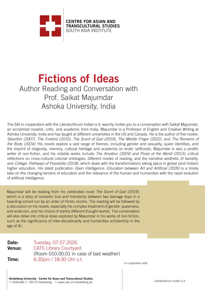 Programm: Fictions of Ideas – Saikat Majumdar